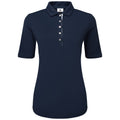  FootJoy Ladies Half Sleeve Ruched Lisle Golf Polo Shirt (Navy) Cooling Design With ProDry Stretch Fabric