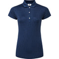  FootJoy Ladies Painted Floral Cap Sleeve Lisle Golf Polo Shirt (Navy) Cooling Design With ProDry Stretch Fabric