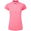  FootJoy Ladies Painted Floral Cap Sleeve Lisle Golf Polo Shirt (Pink Lemonade) Cooling Design With ProDry Stretch Fabric