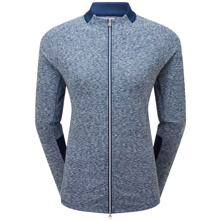  FootJoy Ladies Space Dye Thermal Full Zip Golf Midlayer (Navy) Four Way Stretch Fabric With Moisture Control