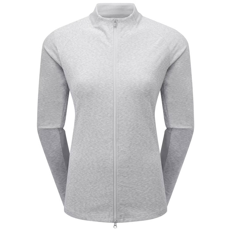  FootJoy Ladies Space Dye Thermal Full Zip Golf Midlayer (Grey) Four Way Stretch Fabric With Moisture Control