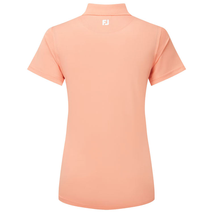  FootJoy Ladies Stretch Pique Solid Golf Polo Shirt (Papaya) Cooling Design With ProDry Stretch Fabric