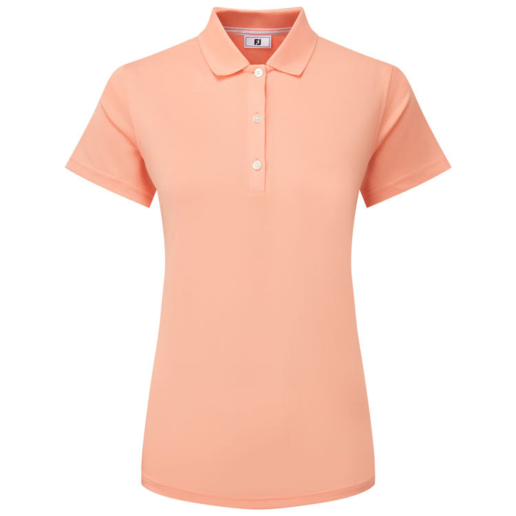  FootJoy Ladies Stretch Pique Solid Golf Polo Shirt (Papaya) Cooling Design With ProDry Stretch Fabric