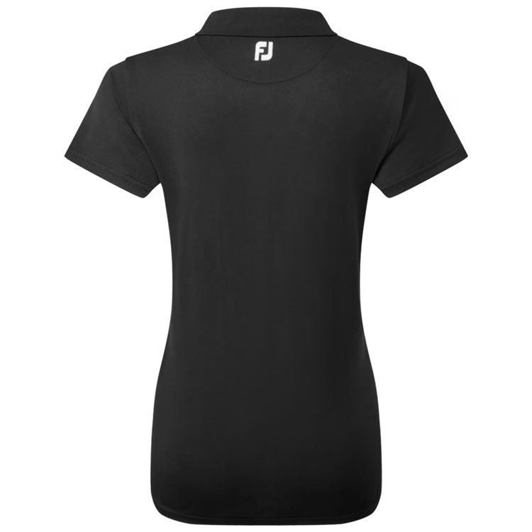  FootJoy Ladies Stretch Pique Solid Golf Polo Shirt (Black) Cooling Design With ProDry Stretch Fabric