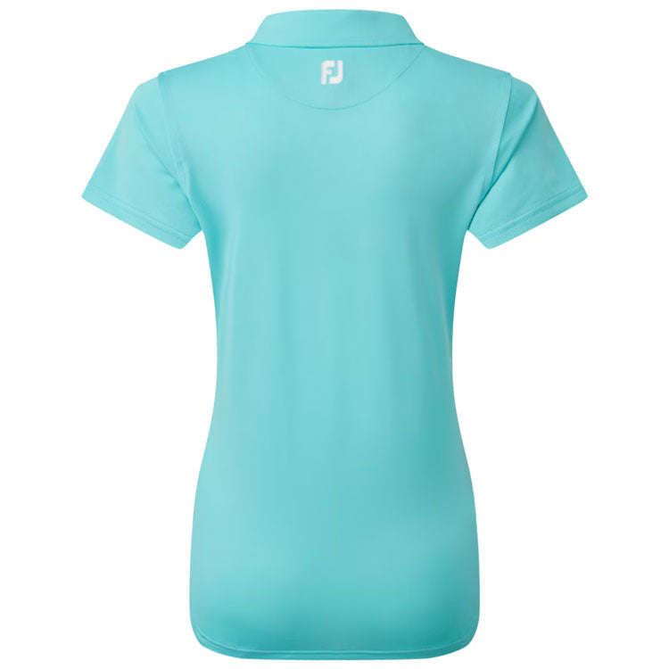  FootJoy Ladies Stretch Pique Solid Golf Polo Shirt (Aqua) Cooling Design With ProDry Stretch Fabric