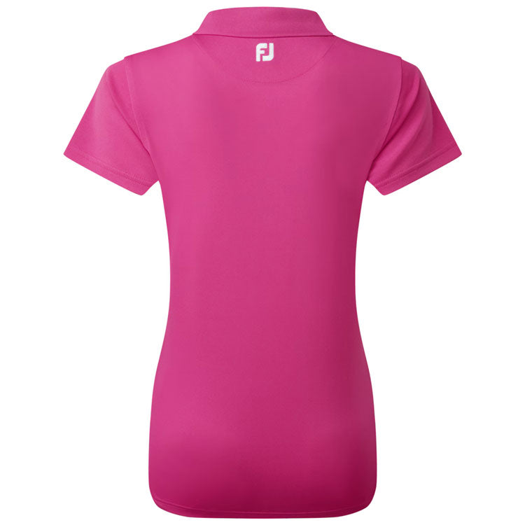  FootJoy Ladies Stretch Pique Solid Golf Polo Shirt (Hot Pink) Cooling Design With ProDry Stretch Fabric
