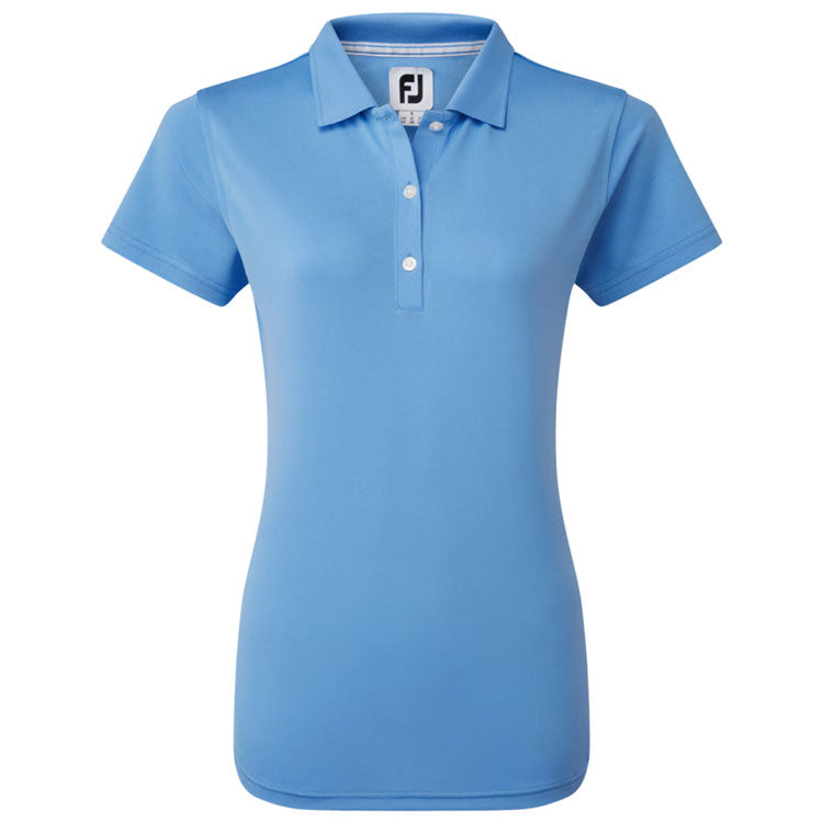  FootJoy Ladies Stretch Pique Solid Golf Polo Shirt (Light Blue) Cooling Design With ProDry Stretch Fabric