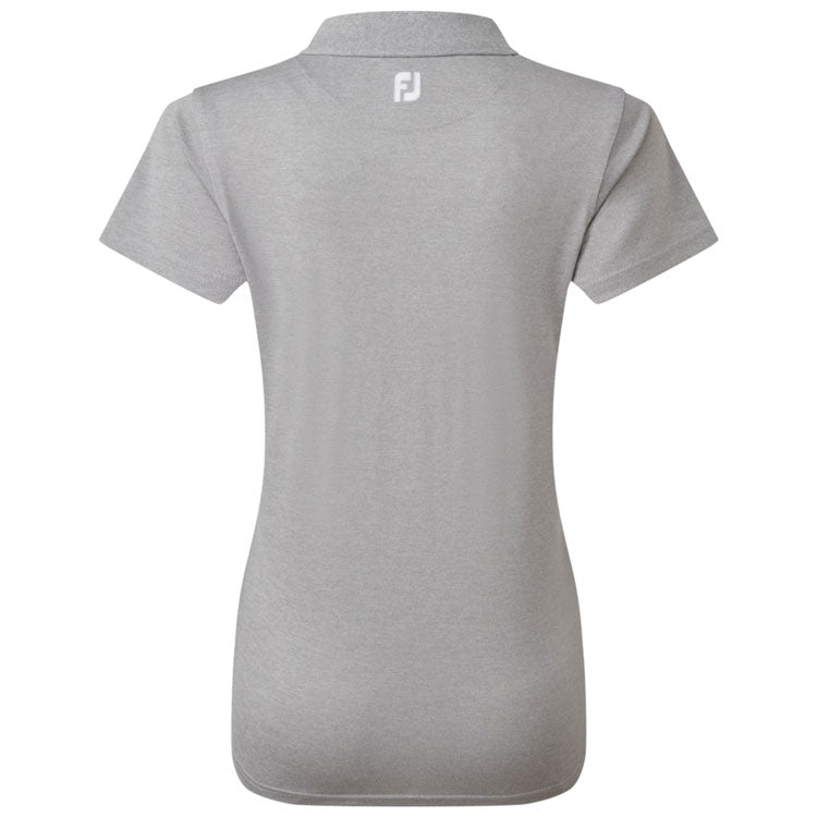  FootJoy Ladies Stretch Pique Solid Golf Polo Shirt (Heather Grey) Cooling Design With ProDry Stretch Fabric