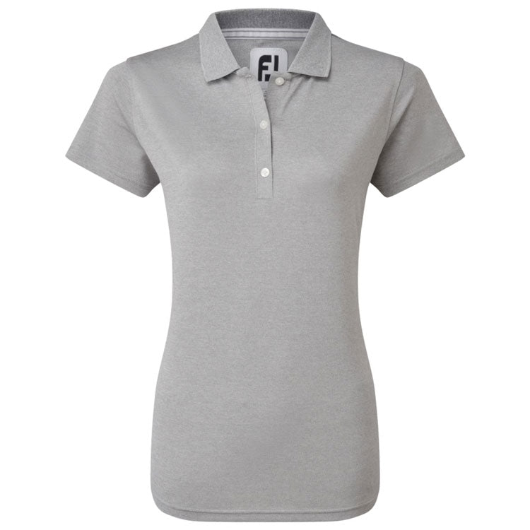  FootJoy Ladies Stretch Pique Solid Golf Polo Shirt (Heather Grey) Cooling Design With ProDry Stretch Fabric