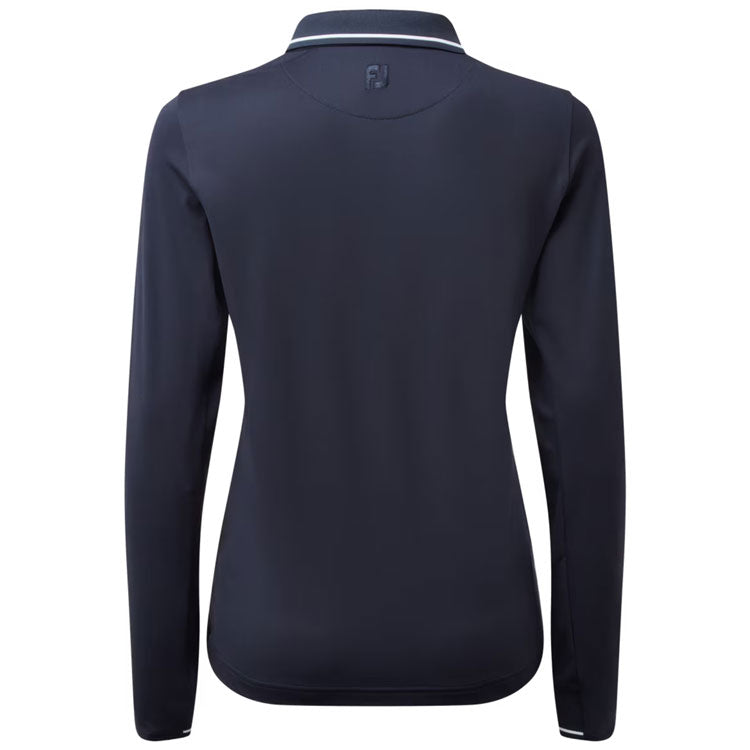  FootJoy Ladies Thermal Long Sleeved Golf Polo Shirt (Navy) Cooling Design With ProDry Stretch Fabric