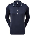  FootJoy Ladies Thermal Long Sleeved Golf Polo Shirt (Navy) Cooling Design With ProDry Stretch Fabric