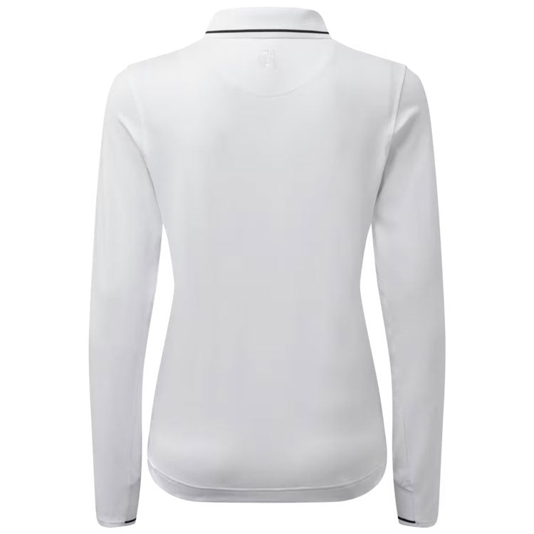  FootJoy Ladies Thermal Long Sleeved Golf Polo Shirt (White) Cooling Design With ProDry Stretch Fabric