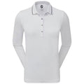  FootJoy Ladies Thermal Long Sleeved Golf Polo Shirt (White) Cooling Design With ProDry Stretch Fabric
