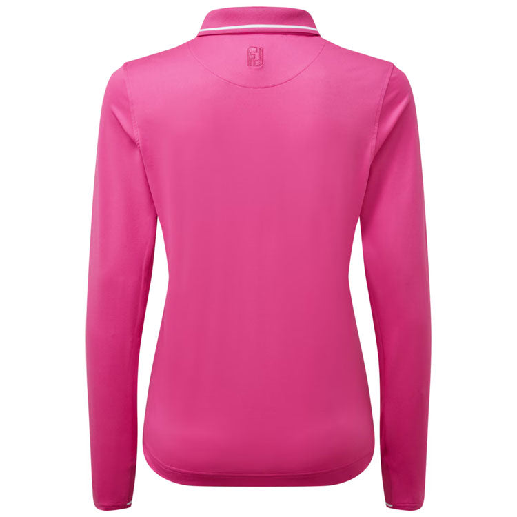  FootJoy Ladies Thermal Long Sleeved Golf Polo Shirt (Hot Pink) Cooling Design With ProDry Stretch Fabric