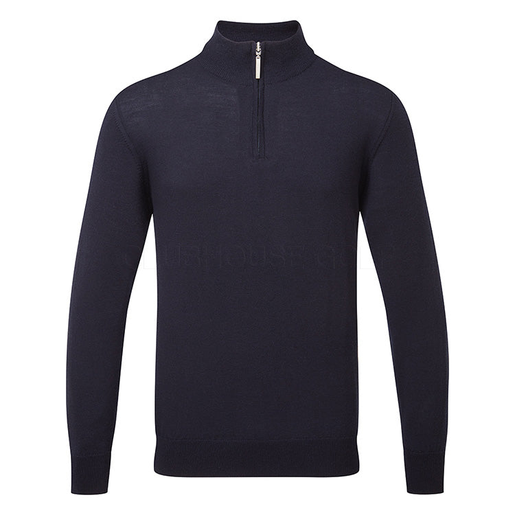  Glenmuir Jaspar 1/4 Zip Merino Golf Sweater (Navy) Extra Fine Merino Wool For Luxurious Design