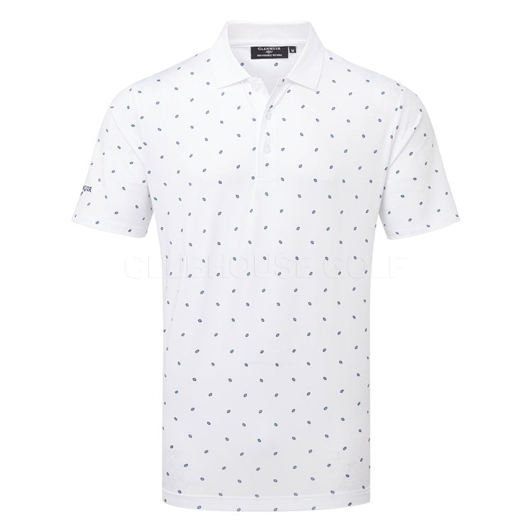  Glenmuir Crawford Golf Polo Shirt (White/Navy/Saltire Flags) Technical Performance With Moisture Wicking