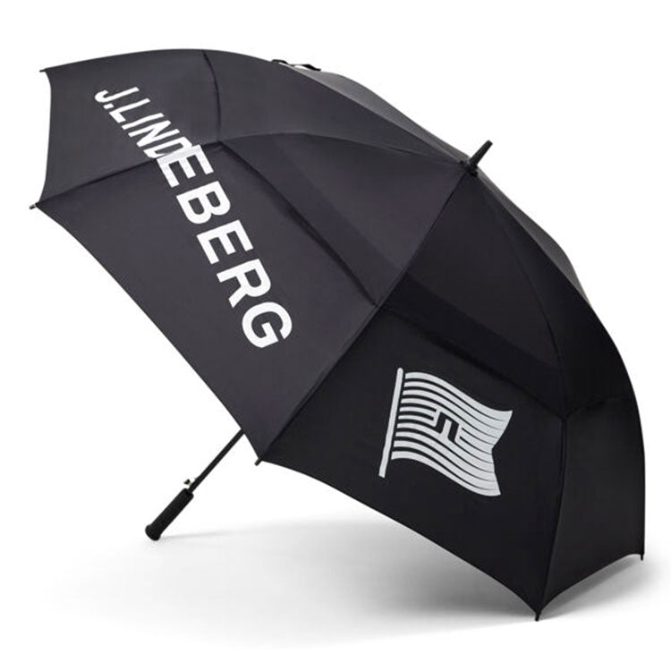  J.Lindeberg Barrie Golf Umbrella (Black/White) Durable Construction With Rubberised Handle