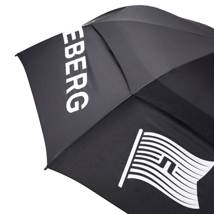  J.Lindeberg Barrie Golf Umbrella (Black/White) Durable Construction With Rubberised Handle