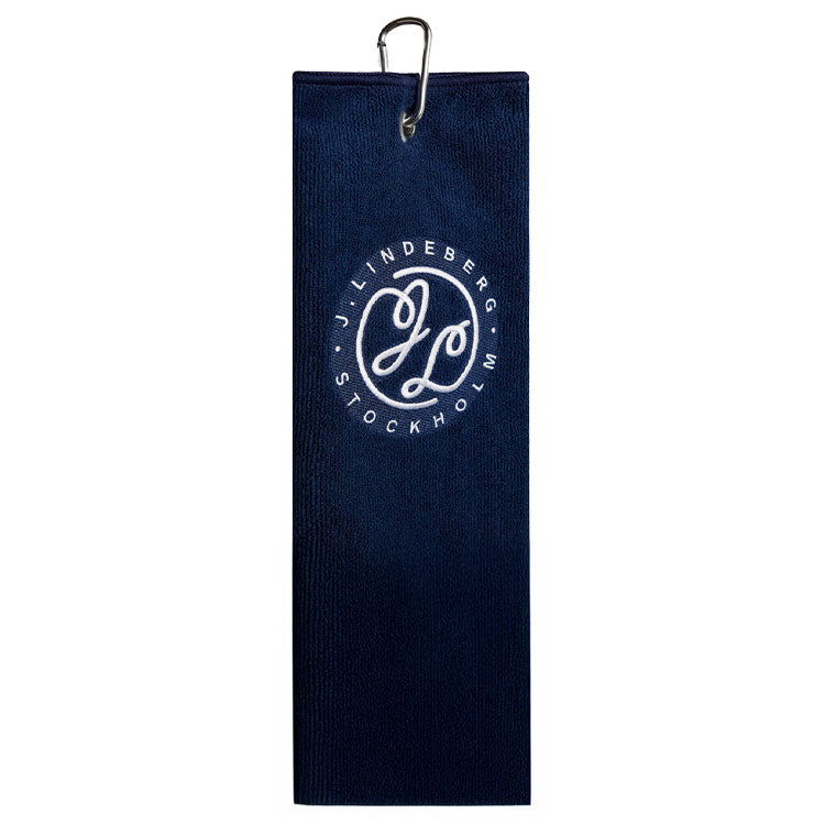  J.Lindeberg Drohen Golf Towel (Estate Blue/White) Highly Absorbent With Hangar Loop
