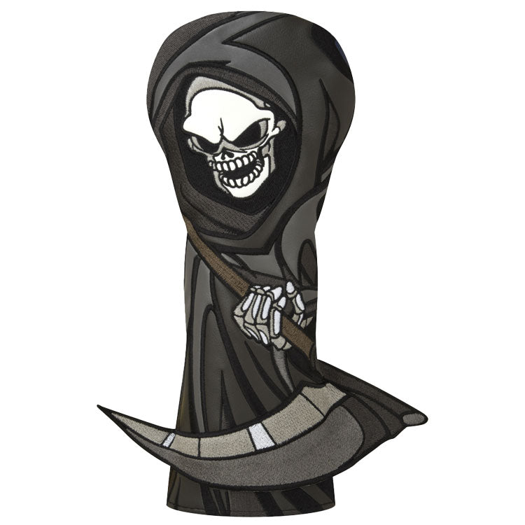  Luna Links Reaper Fairway Headcover (Black/Grey) Premium Synthetic Leather With Embroidery