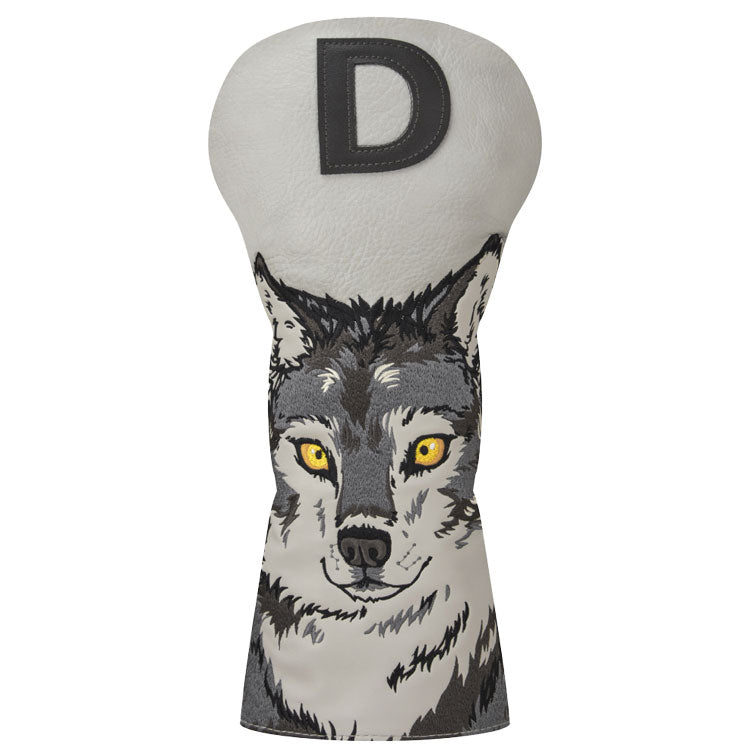  Luna Links Wolf Driver Headcover (Grey) Premium Synthetic Leather With Embroidery