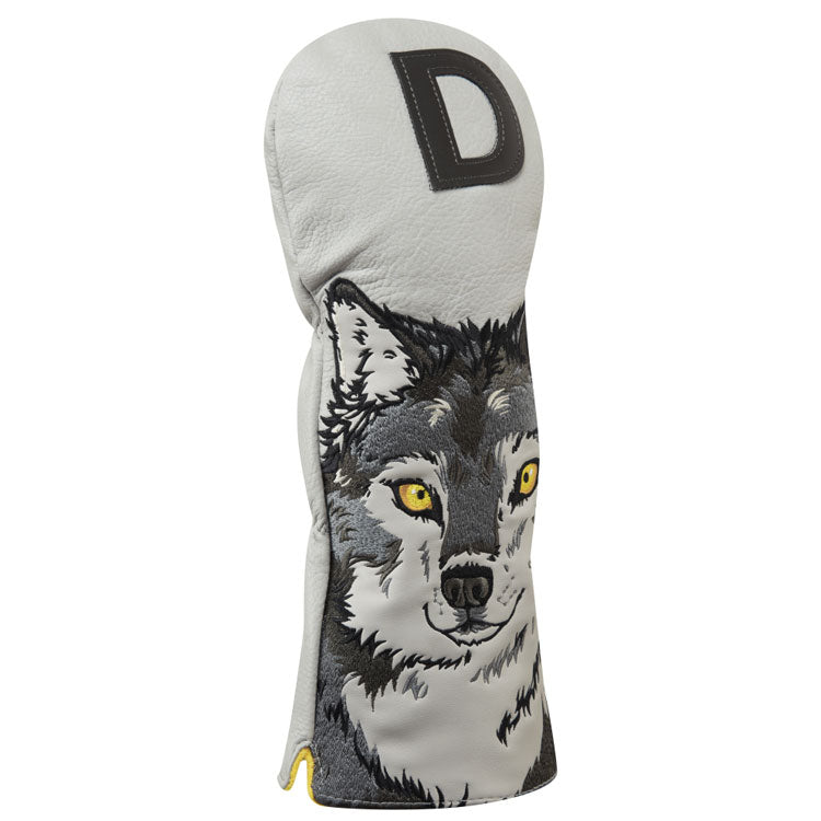  Luna Links Wolf Driver Headcover (Grey) Premium Synthetic Leather With Embroidery