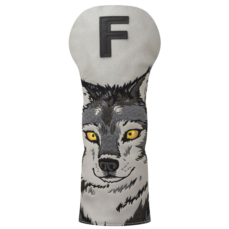  Luna Links Wolf Fairway Headcover (Grey) Premium Synthetic Leather With Embroidery