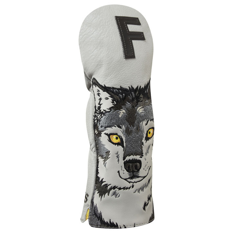  Luna Links Wolf Fairway Headcover (Grey) Premium Synthetic Leather With Embroidery