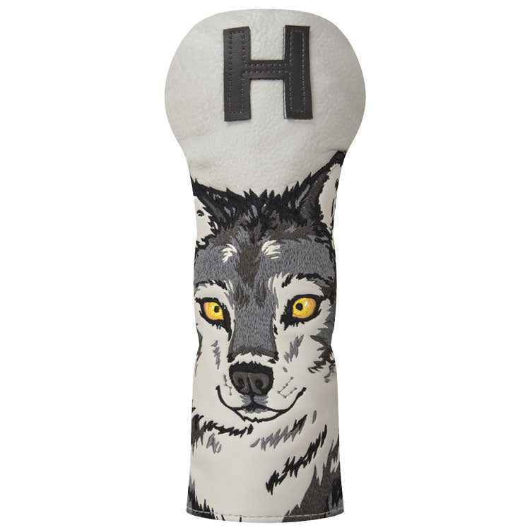  Luna Links Wolf Hybrid Headcover (Grey) Premium Synthetic Leather With Embroidery