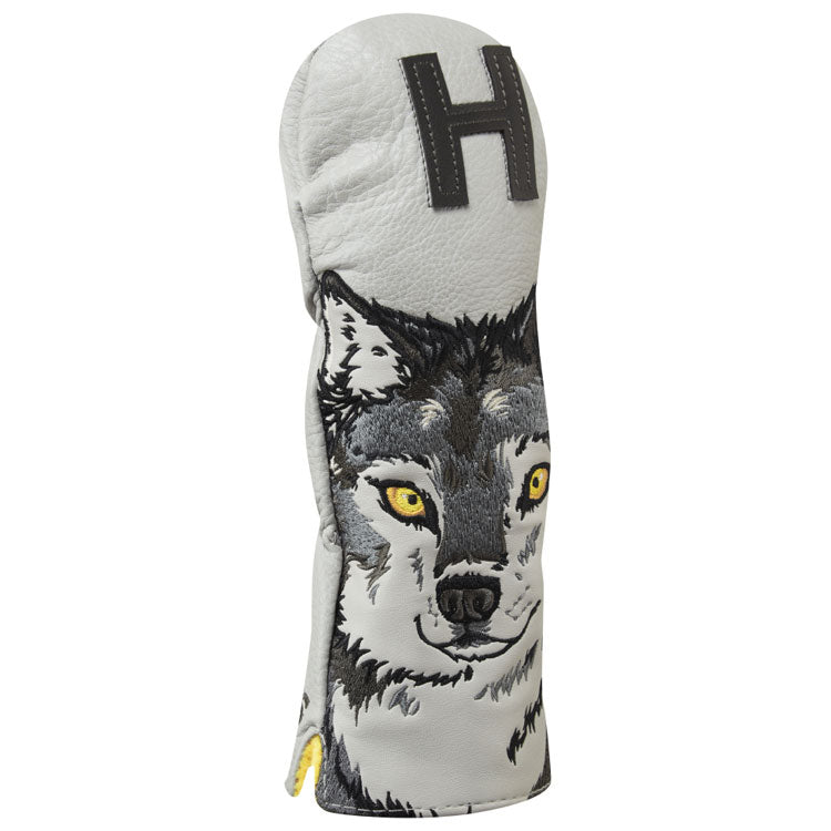  Luna Links Wolf Hybrid Headcover (Grey) Premium Synthetic Leather With Embroidery