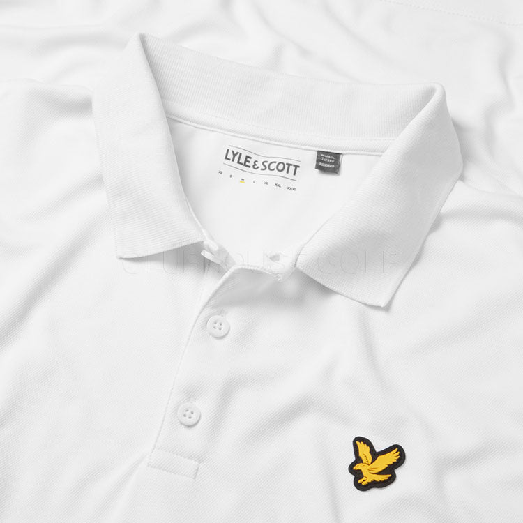  Lyle & Scott Tech Golf Polo Shirt (White) Technical Performance With Iconic Gold Eagle
