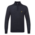  Lyle & Scott Merino 1/4 Zip Golf Sweater (Jet Black) Merino Wool With Iconic Gold Eagle