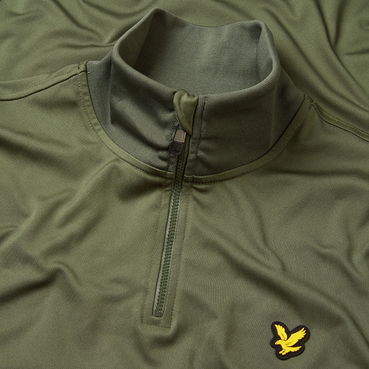  Lyle & Scott Tech 1/4 Zip Golf Sweater (Cactus Green) Lightweight Fleece With Iconic Gold Eagle