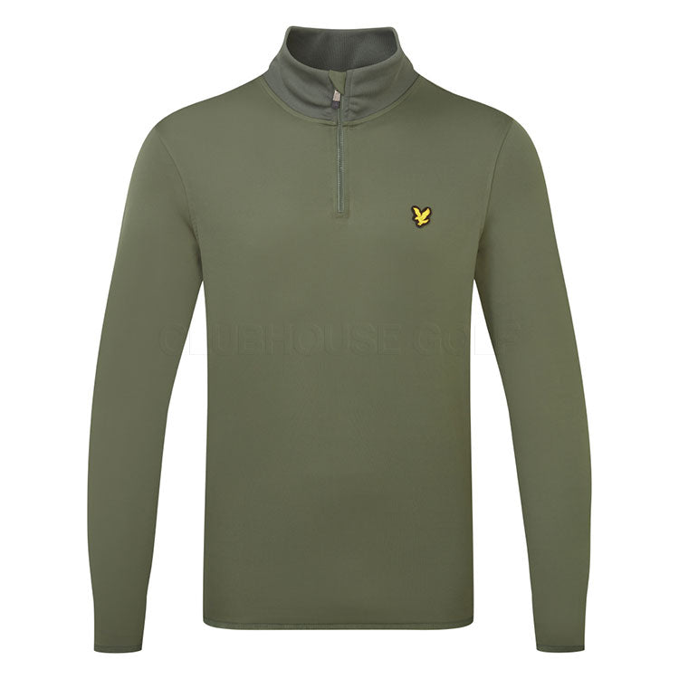  Lyle & Scott Tech 1/4 Zip Golf Sweater (Cactus Green) Lightweight Fleece With Iconic Gold Eagle