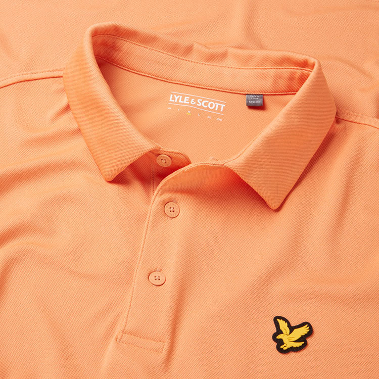  Lyle & Scott Tour Golf Polo Shirt (Tinted Orange) Technical Performance With Iconic Gold Eagle