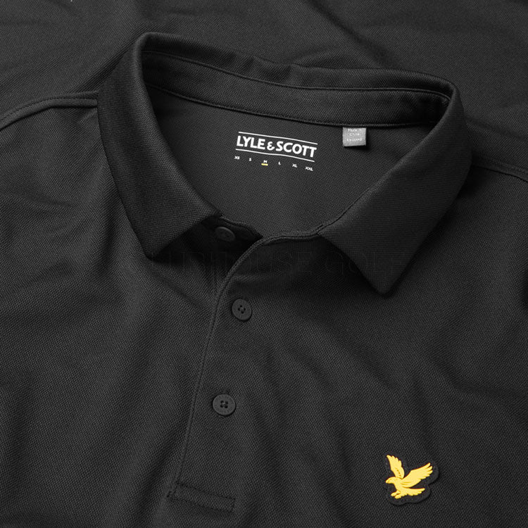  Lyle & Scott Tour Golf Polo Shirt (Jet Black) Technical Performance With Iconic Gold Eagle