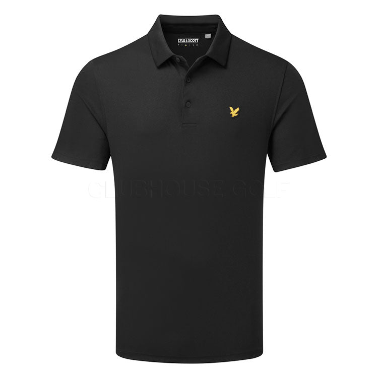  Lyle & Scott Tour Golf Polo Shirt (Jet Black) Technical Performance With Iconic Gold Eagle