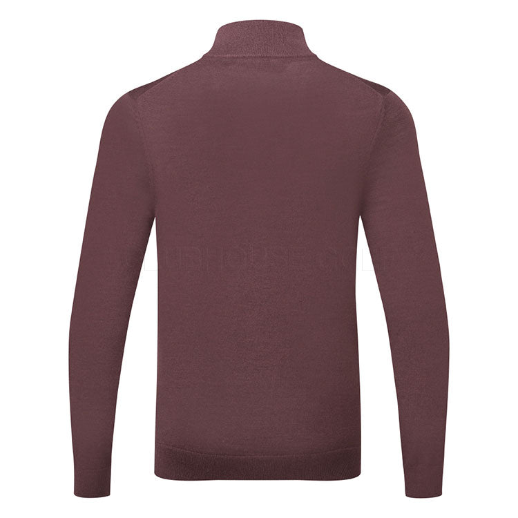  Lyle & Scott Merino 1/4 Zip Golf Sweater (Berry) Merino Wool With Iconic Gold Eagle