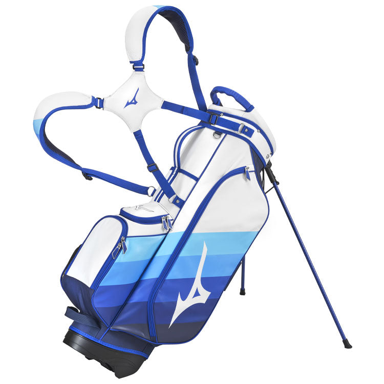  Mizuno Tour Light Weight Golf Stand Bag (White/Staff Blue) Hybrid Design With Premium Construction