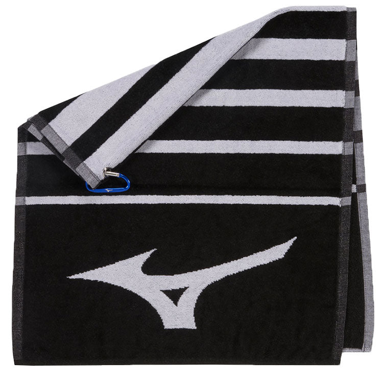  Mizuno RB Tour Golf Towel (Black) Tour Size Design With Absorbent Microfiber