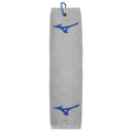  Mizuno RB Tri-Fold Golf Towel (Grey/Blue) Carabiner Quick Clip For Easy Attachment