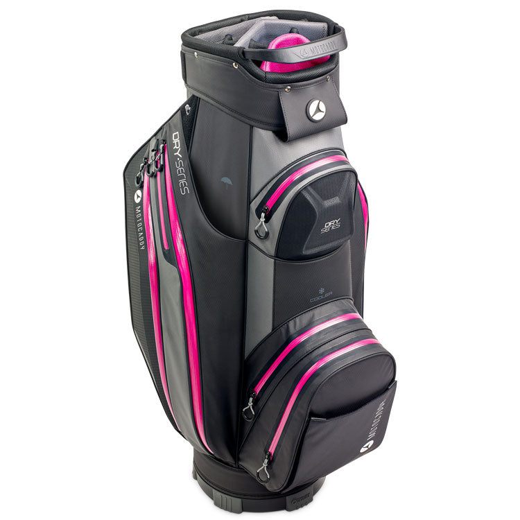  Motocaddy Dry Series Golf Cart Bag (Black/Charcoal/Fushia) Fully Waterproof With Lightweight Fabric