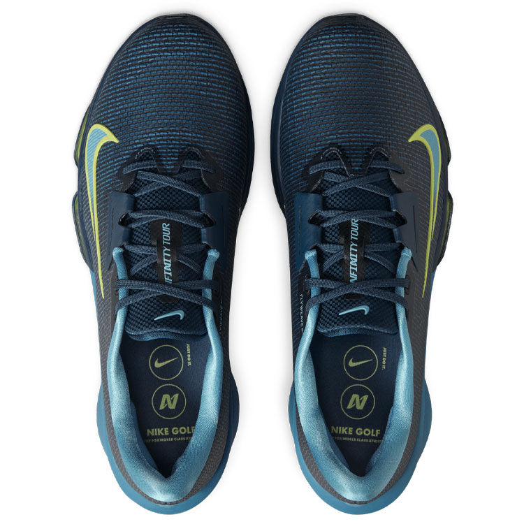  Nike Air Zoom Infinity Tour NEXT% 2 Golf Shoes (Armory Navy/Light Lemon Twist/Smokey Blue) Exceptional Comfort With Tour Level Performance