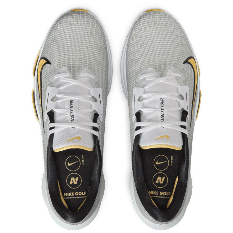  Nike Air Zoom Infinity Tour NEXT% 2 Golf Shoes (White/Topaz Gold/Pure Platinum/Black) Exceptional Comfort With Tour Level Performance