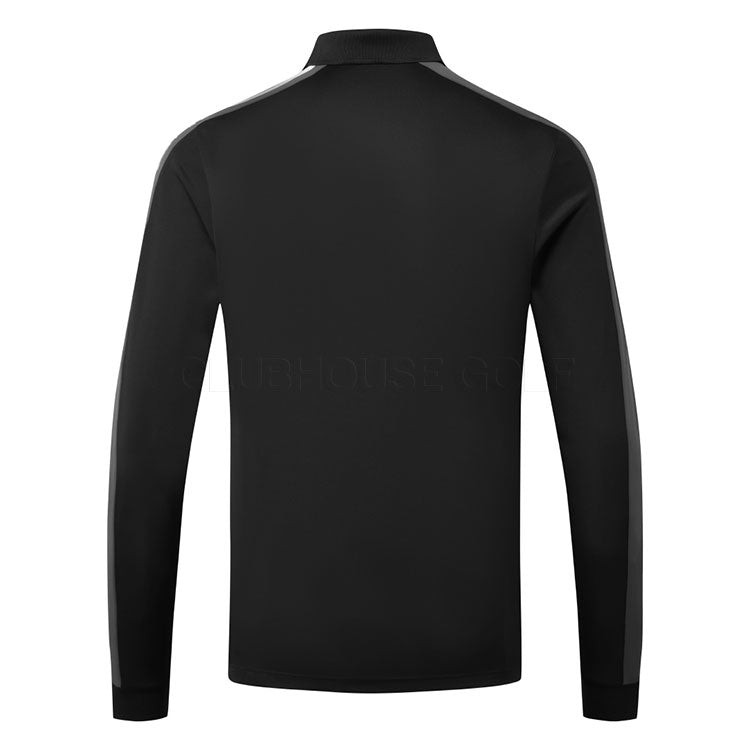  Peak Performance Player Long Sleeve Golf Polo Shirt (Black/Motion Grey) Technical Fabric With Quick-Drying
