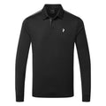  Peak Performance Player Long Sleeve Golf Polo Shirt (Black/Motion Grey) Technical Fabric With Quick-Drying