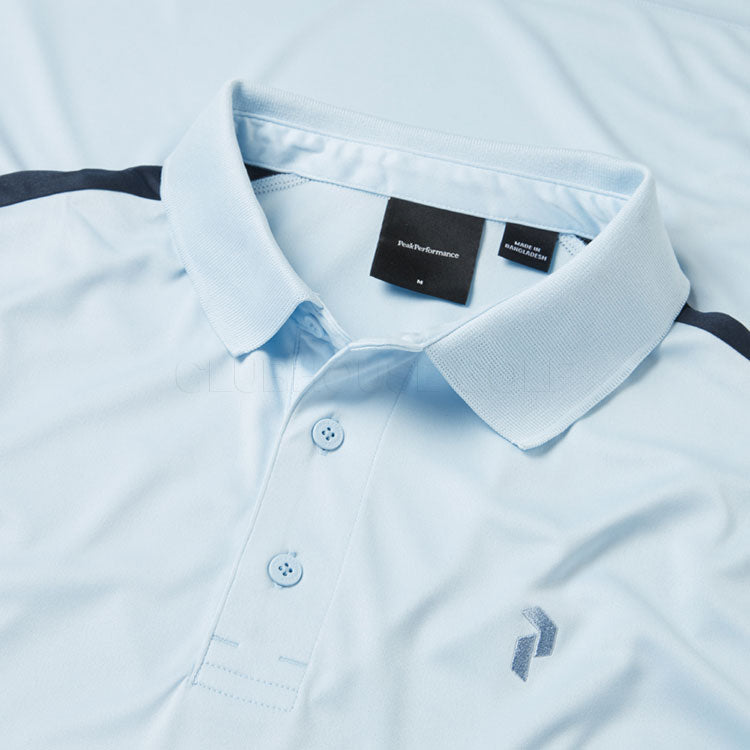 Peak Performance Player Long Sleeve Golf Polo Shirt (Cloud/Salute Blue) Technical Fabric With Quick-Drying