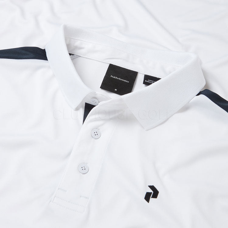  Peak Performance Player Golf Polo Shirt (White/Salute Blue) Technical Fabric With Quick-Drying