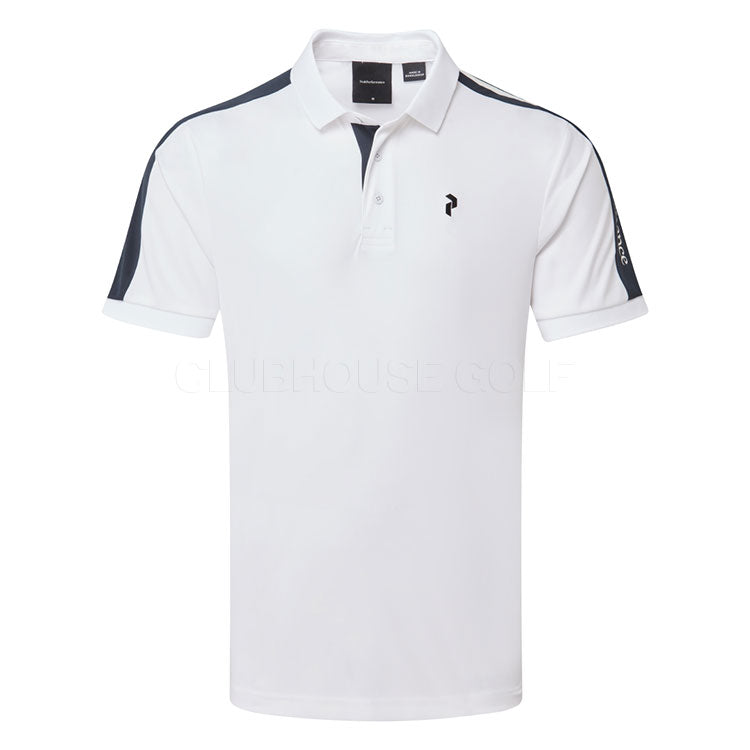  Peak Performance Player Golf Polo Shirt (White/Salute Blue) Technical Fabric With Quick-Drying