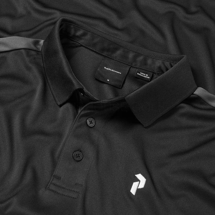  Peak Performance Player Golf Polo Shirt (Black/Motion Grey) Technical Fabric With Quick-Drying